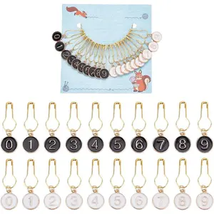 20 count 0-9 Number Stitch Markers, 2 Colors Crochet Markers Alloy Enamel Locking Stitch  Clip for Knitting Weaving Sewing Accessories  Making