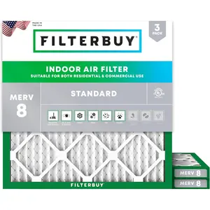 Filterbuy 17.25x17.25x1 Air Filter (3-Pack), Pleated MERV 8 Dust Defense HVAC AC Furnace Air Filters (Actual Size: 17.25 x 17.25 x 1.00 Inches)