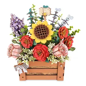 Robotime Rokr Wooden Bloom Box DIY 3D Wooden Puzzle for Women Family Home Decoration Building Block Kits  Christmas Gifts TW02H