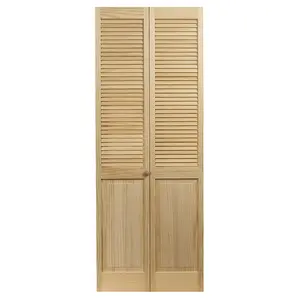 AWC  30 x 80.5 in. Model 105 Louver Over Panel Unfinished Wood Bifold Door
