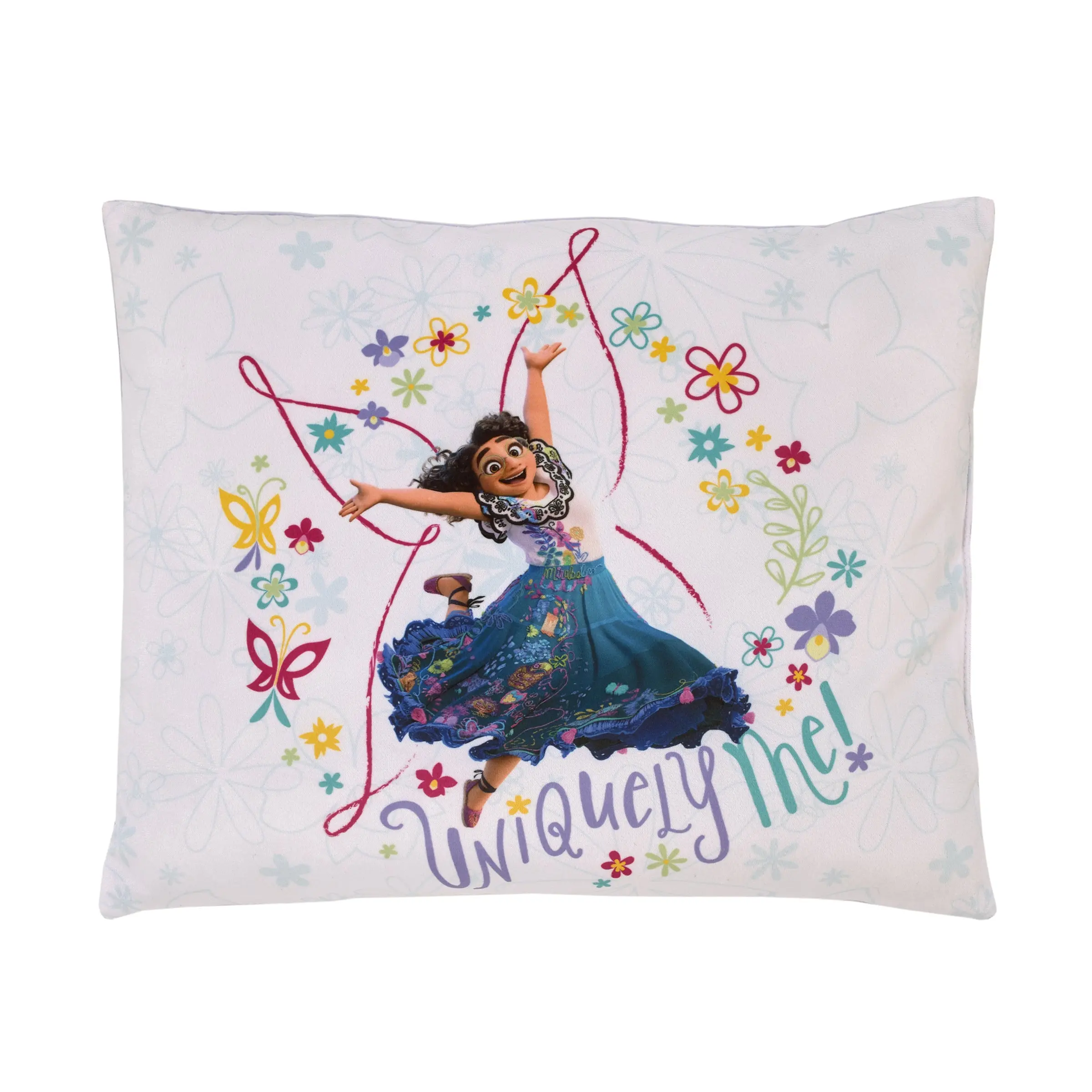 Encanto Tropical Delight White and Purple Mirabel "Uniquely Me" Toddler Pillow