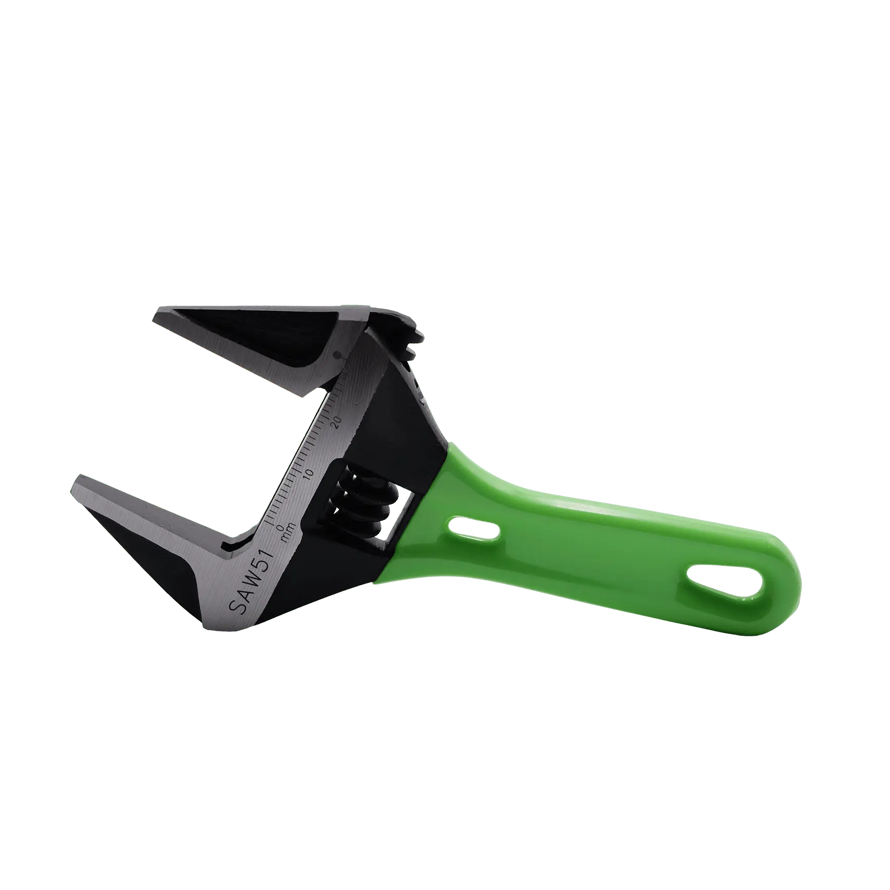 SAW51 Adjustable Wrench with Green Handle for Precise Grip and Versatile Use
