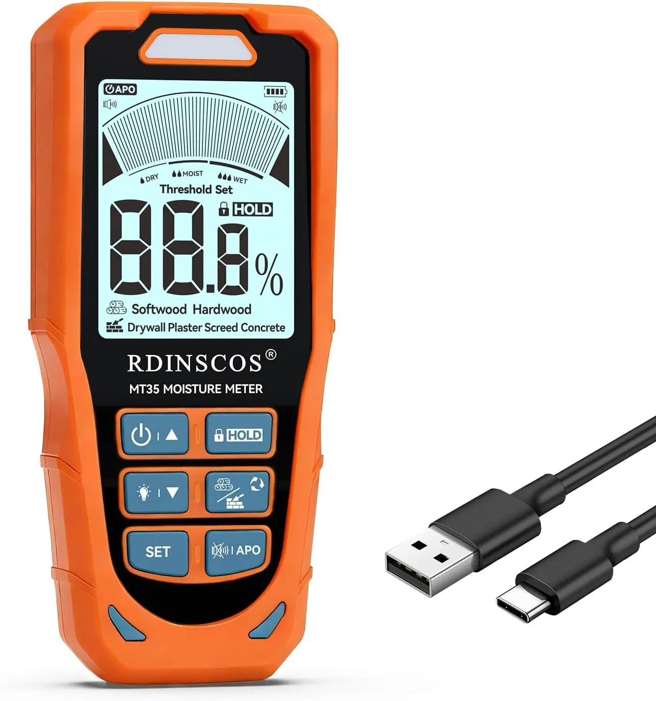 RDINSCOS MT35P Pinless Moisture Meter | Non-Destructive Detection of Hidden Moisture, Off Relative Moisture Content