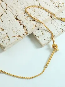 A round bead chain paired with a metal rope knot plain color titanium steel bracelet, with an adjustable extension chain, featuring a simple and exquisite style, suitable for various scenarios such as daily commuting and casual dating.
