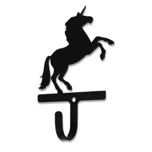 212 MAIN Unicorn Shape Wrought Iron Wall Mount Single Hook - Small Home Organizer, Village-Inspired Room Decor, Home Supply