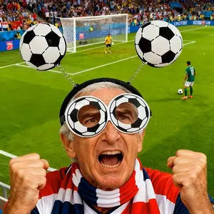 2 Piece Football Glasses Headbands Party Theme Cheering Props, Non-Color Changing Plastic Material, Ideal for Soccer League Events