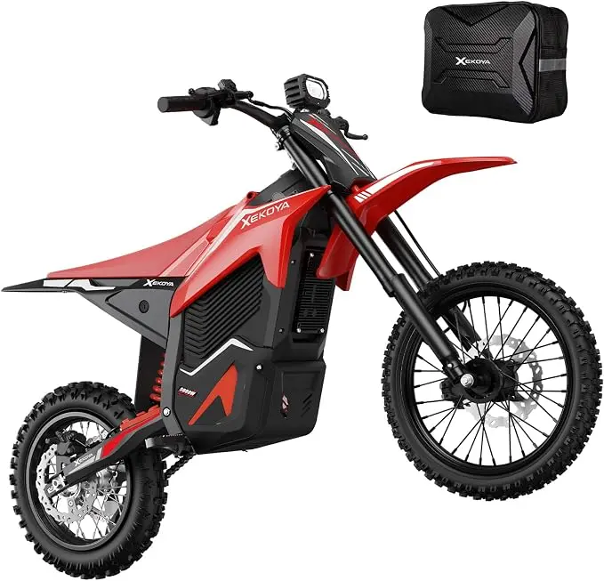 XEKOYA RED 5000W Adult Electric Dirt Bike, 50MPH+ Electric Motorcycle UL2272 52V 30Ah removable battery, 50-mile range, hydraulic suspension & brakes, 14/12 inch fat tires, teens 13+ and adults