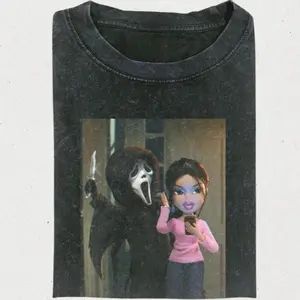 Youth and Adult Bratz and Ghostface Parody T-Shirt – Funny Horror Mashup Tee, Scream Movie Meme Shirt, Unisex Retro Streetwear