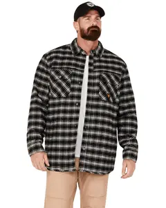 Hawx Men's Sherpa Lined Plaid Print Snap Flannel Work Jacket - Hxfa23w03-Blk
