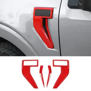 Red Custom Front Fender Side Vent Cover Trim for Ford F150 2021+ Car Exterior Accessories High-Quality ABS Material UV & Scratch Resistant Easy DIY Installation