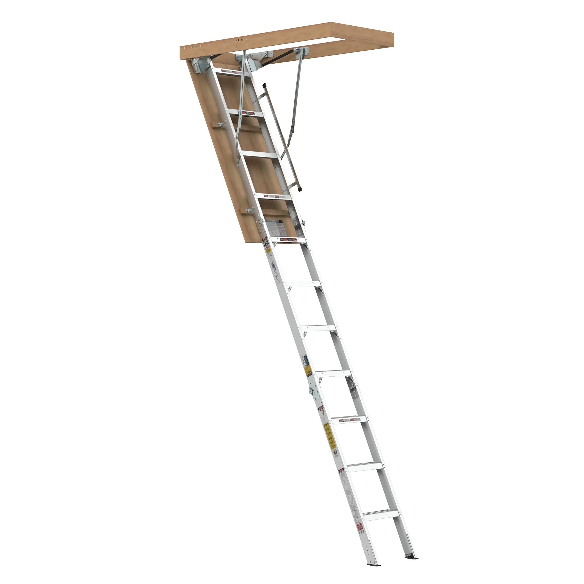 Durable Metallic Grey Aluminum Attic Ladder - 350 lb Capacity, Perfect for 22 1/2" x 54" Openings, Ideal for 7-10ft Ceilings