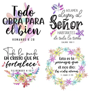 Floral & Letter Pattern Heat Transfer Sticker, 6 Counts/set DIY Iron On Transfers Sticker, Creative Heat Transfer Sticker for Clothes Bag DIY Supplies