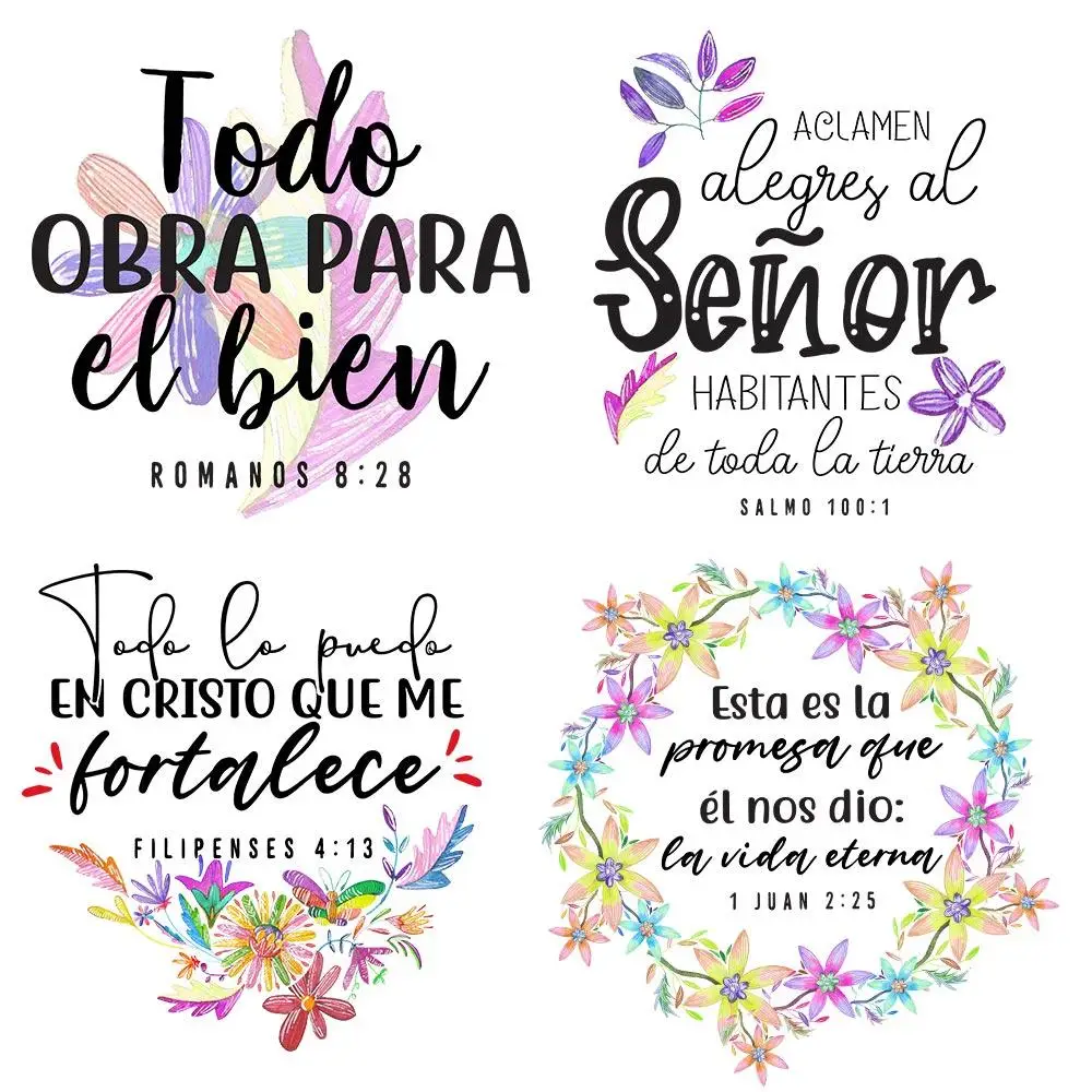 Floral & Letter Pattern Heat Transfer Sticker, 6 Counts/set DIY Iron On Transfers Sticker, Creative Heat Transfer Sticker for Clothes Bag DIY Supplies