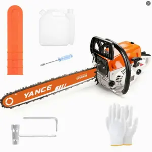 Professional 62CC Gasoline Chainsaw 20 Inch Bar Powerful 2-Stroke Engine Heavy Duty Wood Cutting Logging Farm Use Durable Quiet Safe Anti-Vibration Handle Tool Kit Included