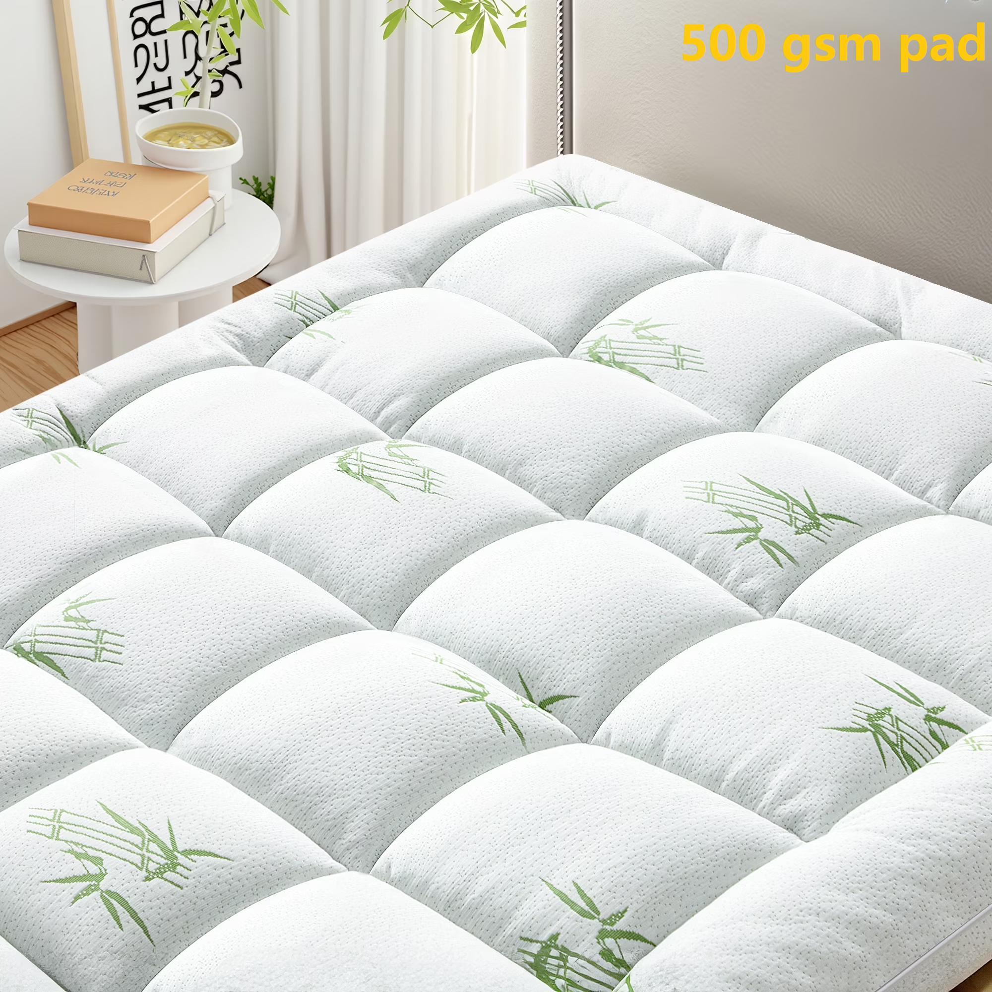 Mattress Topper - Thick 1000 GSM & 500 GSM Bamboo Cooling- Viscose Naturally Cooling Pillow Top Mattress Pad Breathable Fluffy Soft Mattress pad