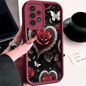 Rose Heart Fashion Pattern Phone Case, TPU Shockproof Full Protection Case, Suitable for Samsung S21/22/23/24/25/NOTE20 PLUS ULTRA FE A13/14/15/16/17/33/34/35/36/52/53/54, Ideal Gift for Friends and Family, T273