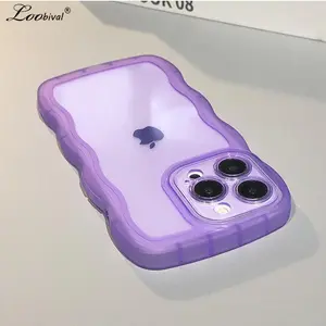 Transparent Wave Border Soft Case for iPhone 16 15 14 13 Pro Max 12 11 X Xr Xs Max 7 8 Plus Curly Shockproof Ultra Slim Cover