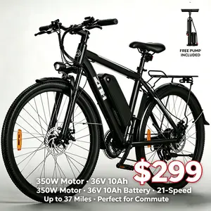 $299 ZNH-02 Foldable Electric Bike for Adults Commute, 350W Motor, 36V 10Ah Battery, 21-Speed, 24-37 Miles Range, Local Pickup Available