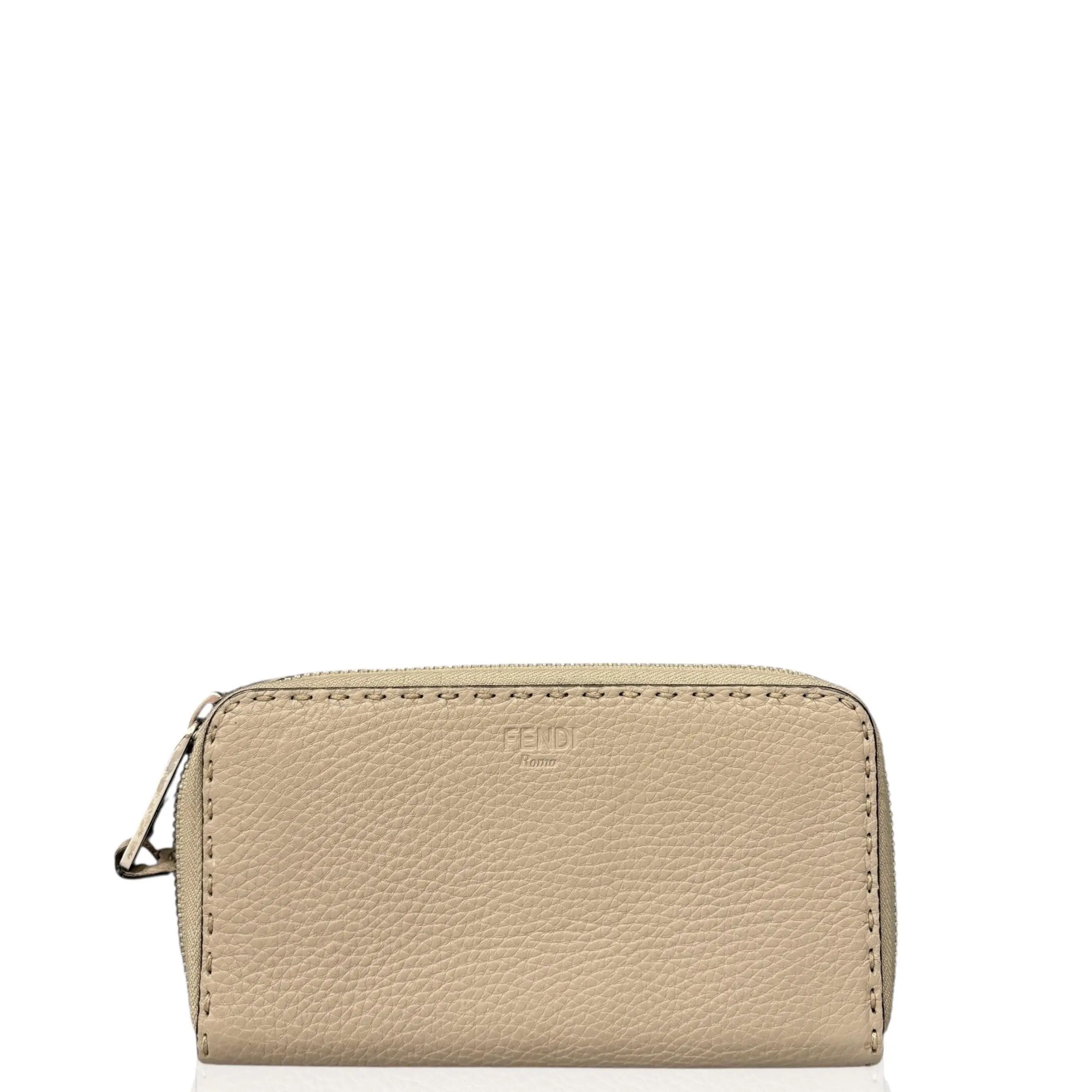 Pre-owned FENDI Leather small leather goods Continental Wallet Grained Calfskin Grey (gn051026a0)