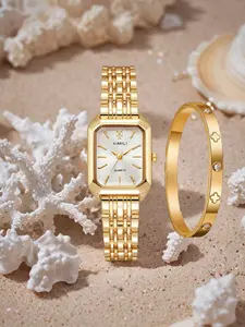 2 counts- Women's daily wear watch, elegant women's simple and fashionable watch set including watch, bracelet, party, commemorative play, daily versatile watch, Analog quartz watch, Quartz Wristwatch
