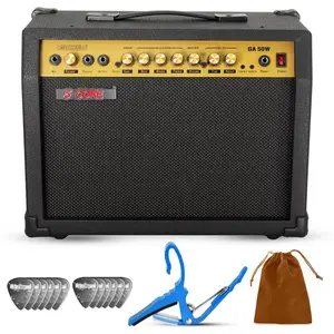 5 Core Guitar Amplifier 50 Watt  Electric Amp w Built in 8" Speaker Portable Mini Amps w Aux