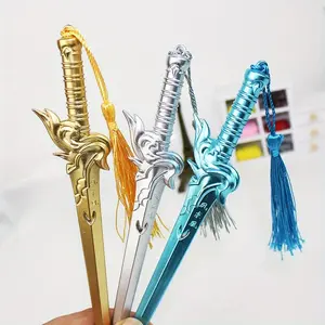 3/6/12pcs Creative Sword Neutral Pen Long Sword Tassel Blue Core Weapon Water Pen Student Stationery Gift Pen