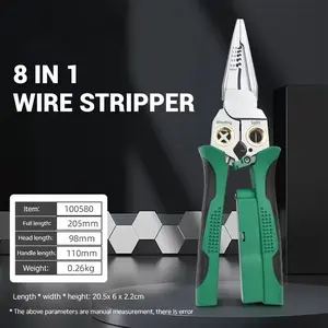 8-In-1 Multi-Functional Needle Nose Wire Stripper Tool, Electrician Professional Cable Cutter Steel Wire Pliers, Versatile Hand Tool