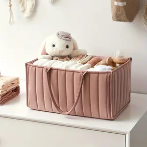 Diaper storage basket, foldable for storage when in use, space-saving, well-organized compartments, items can be arranged in order, easy to access