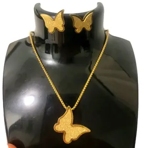 New Set Stainless Steel Butterfly Gold