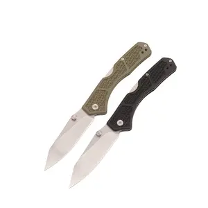 Household fruit folding knife, black and green handle, with a lock on the back. Suitable for home use for outdoor travel, portable EDC (Essential Daily Carry), as a gift or present, a tool knife.