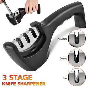 Knife Sharpener 3 Stage Kitchen Straight Tungsten Diamond Ceramic Tool,   Professional Ceramic Tungsten Kitchen Sharpening Tool Blade Steel