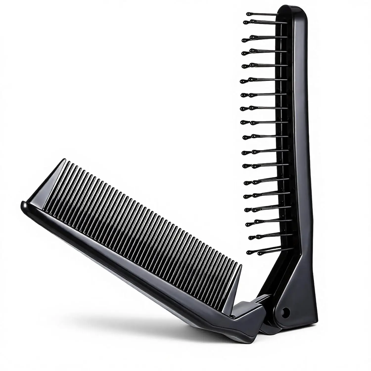 Double Teeth Folding Comb, Portable Travel Folding Hair Brush Compact Pocket Double Headed Hair Brush Anti-static Combs Mini Pocket Comb for Thick & Thin Hairs (Black), Durable Hairdressing Comb, Hair Styling Combs