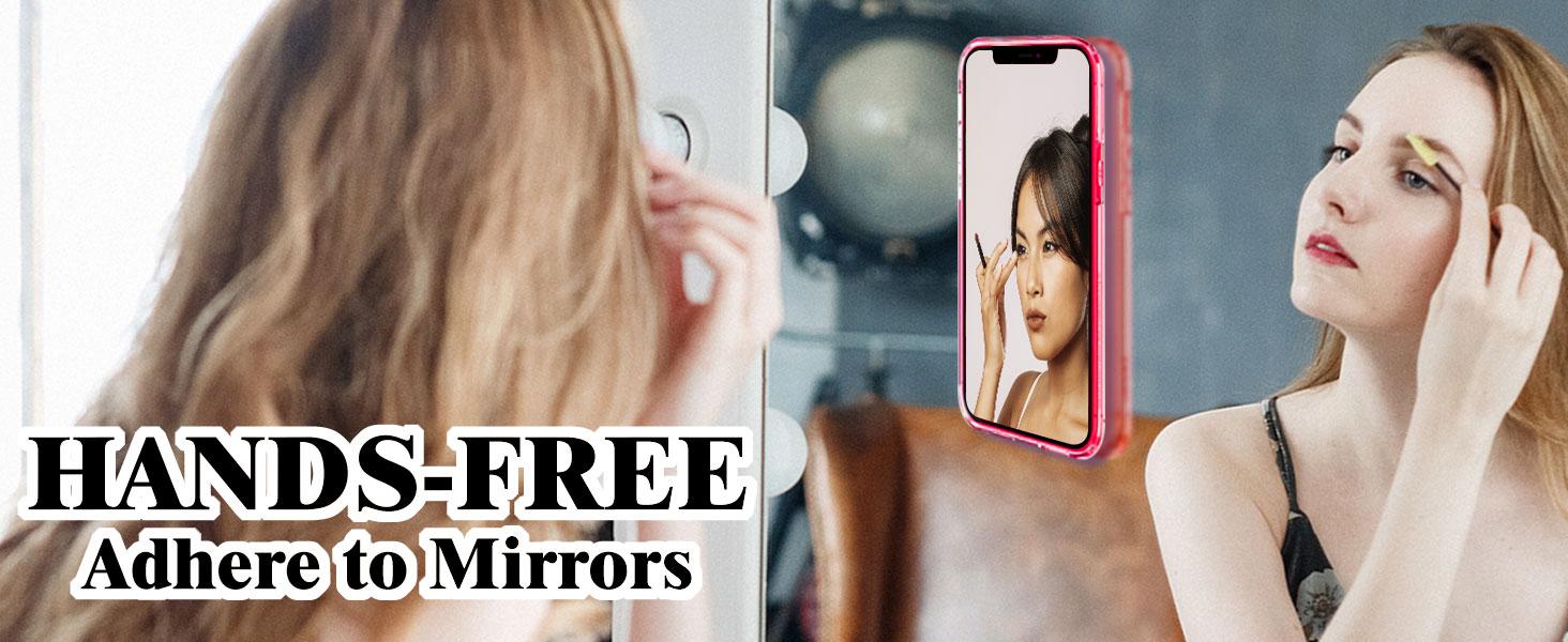 2 Pack Silicone Suction Smartphones Case Mount with Strong Non Slip Sticky Grip Holder for Selfies Videos Light Pink and Translucent