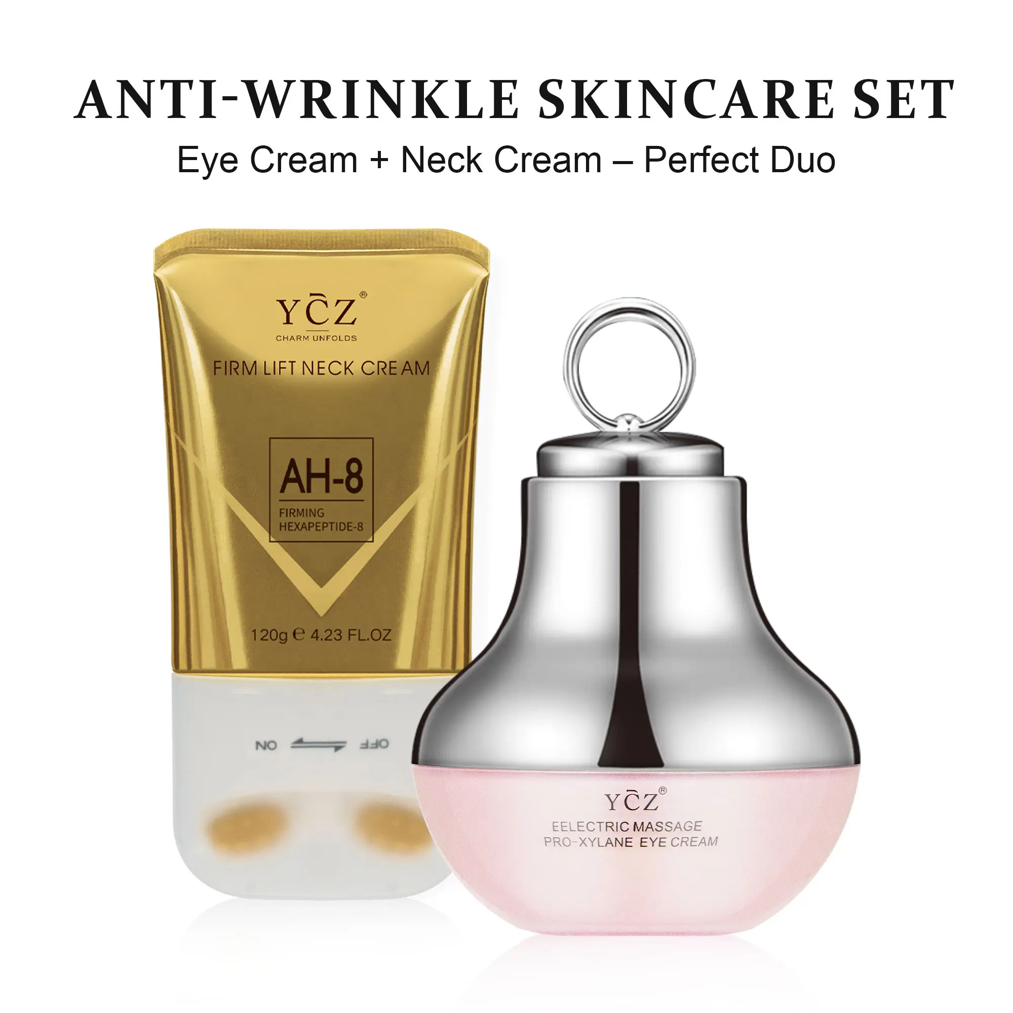 YCZ Neck & Eye Cream Duo - Firming, Lifting & Smoothing Skincare Set with Peptides & Red Light YCZ Neck & Eye Cream Duo - Firming, Lifting & Smoothing Skincare Set with Peptides & Red Light
