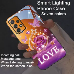 Colorful, Protective intelligent voice controlled luminous phone case for Smartphone suitable for Galaxy A56/A55/A54/A53/A52/A42/A41/A36/A35/A34/A26/A25/A17/A16/A15/A14/A07/A06/A05s/A03s/A73/A72/A71 - night light technology