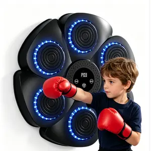Smart Bluetooth Music Boxing Machine Wall Mounted Interactive Punching Pad with Boxing Gloves Reaction Speed Training Improve Hand Eye Coordination Fun Fitness Workout for Adults Kids Seniors Unisex
