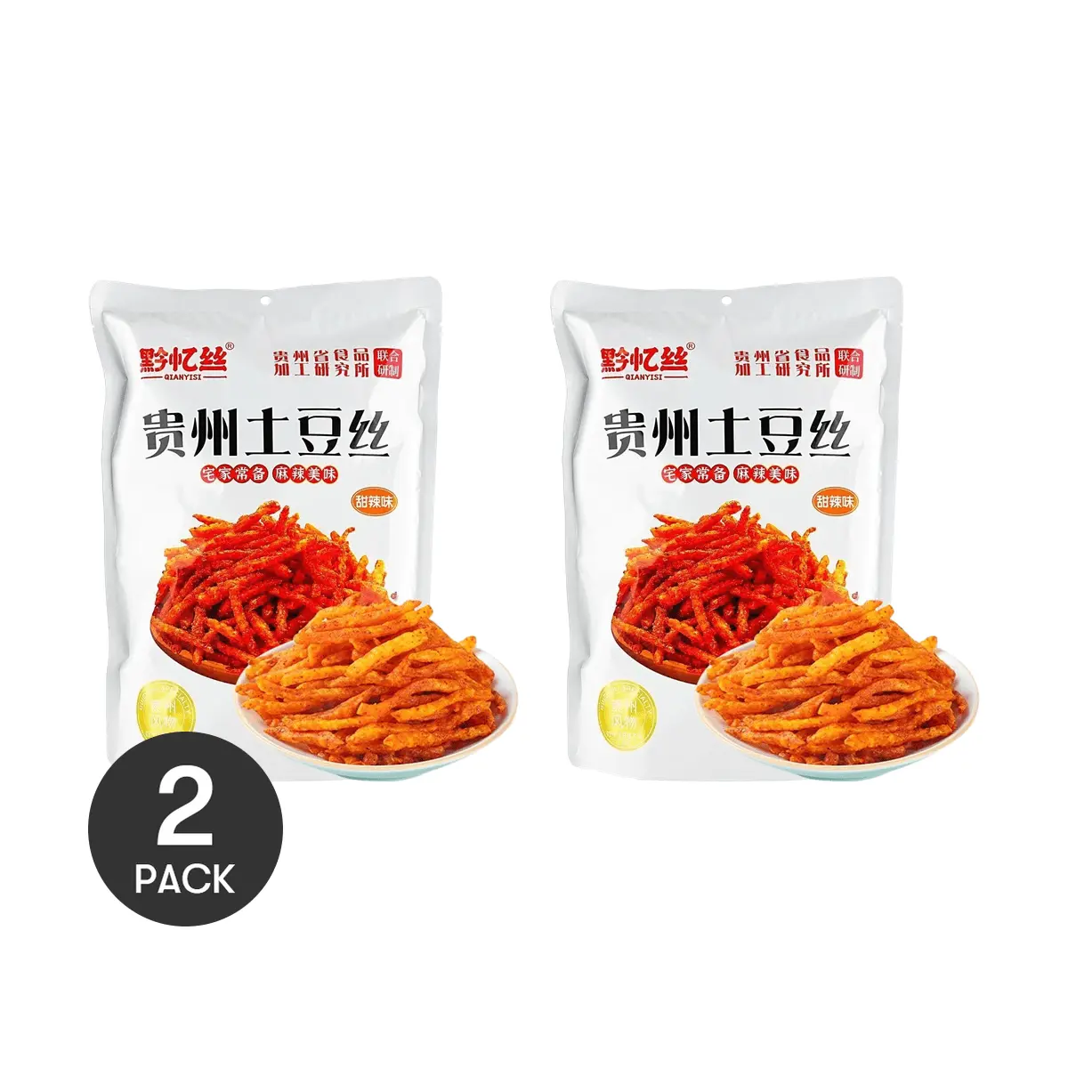 2 Pack QianYiSi Guizhou Sweet Spicy Potato Sticks Crispy Fried Chips 200g/Bag - Authentic Chinese Snack, Viral TikTok Food, Yang Di Recommended