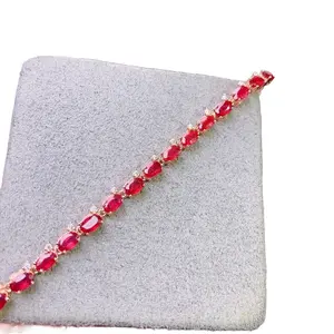 Ruby Tennis Bracelet, Natural Burma Ruby Bracelet Platinum Plated
