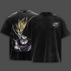 Awakened Warrior Aura Beast Vintage Washed Oversize Heavyweight Cotton Graphic T-Shirt Tee | Unleashed Potential Edition