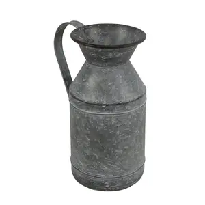 HomeRoots 483189 11 in. Galvanized Metal Decorative Water Jug, Gray