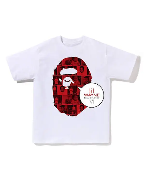 TRENDY Red Ape Camo Tee Short Sleeve Crew Neck Casual Summer T-Shirt with Iconic Ape Head Design and Plaid Pattern