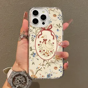 Trendy Magnetic Case for iPhone11/12/13/14/15/16/17/promax, Floral Duck Vintage Ultra Slim, MagSafe Support, Shockproof | Playful & Fun Style