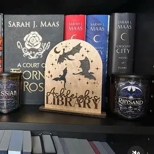 Dragon Personalized Library Sign, My Library Sign, Book Sign, Bookish Sign, Bookshelf decor, Dragon bookshelf sign, bookshelf personalized Decorative