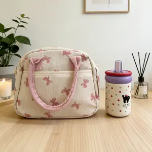 Stainless Steel Insulated Cup Set, Cute Cartoon Design, Large Capacity, Bow Insulation Bag, Perfect for Students & Office Use