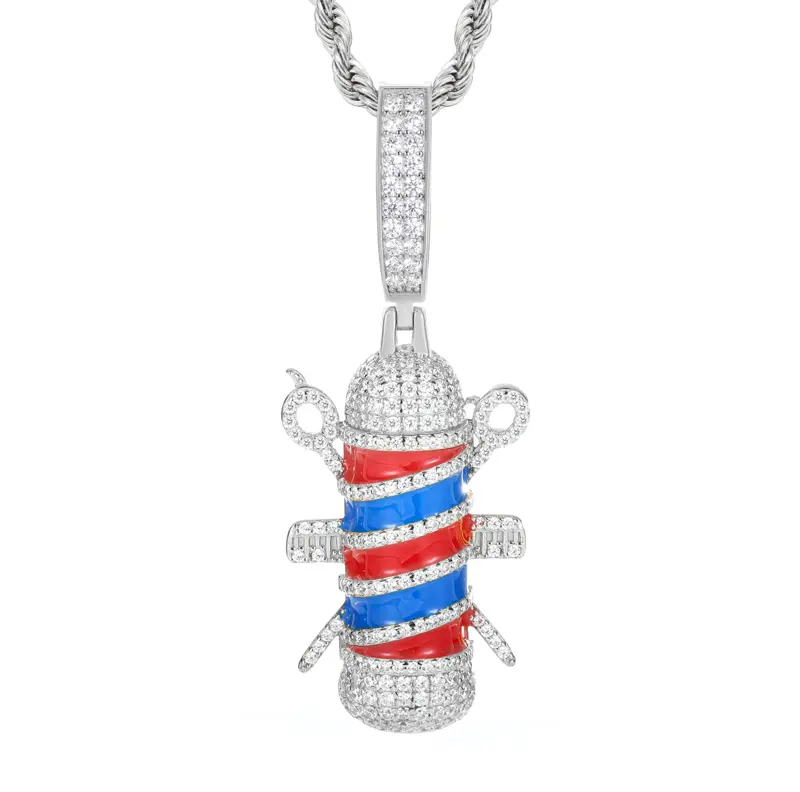 UCCIYO The Barber Pendant P686 UCCIYO S925 Sterling Silver Synthetic Moissanite Pendant Necklace for Women Men Hip Hop Jewelry Gift summerwins【#P686】