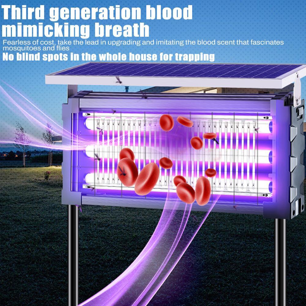 Solar Mosquito Killer Lamp Outdoor – 20W High-Power Waterproof Insect Zapper with 3 Tubes, Dual Charging, 6000mAh Battery for Garden, Yard, Farm, Patio