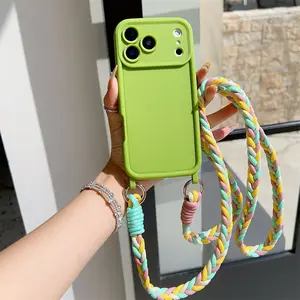 Crossbody Cord Rope Lanyard Necklace Case Phone Charms For iPhone 17 16 14 11 12 13 15 Pro Max Plus Air XR Shockproof Soft Cover