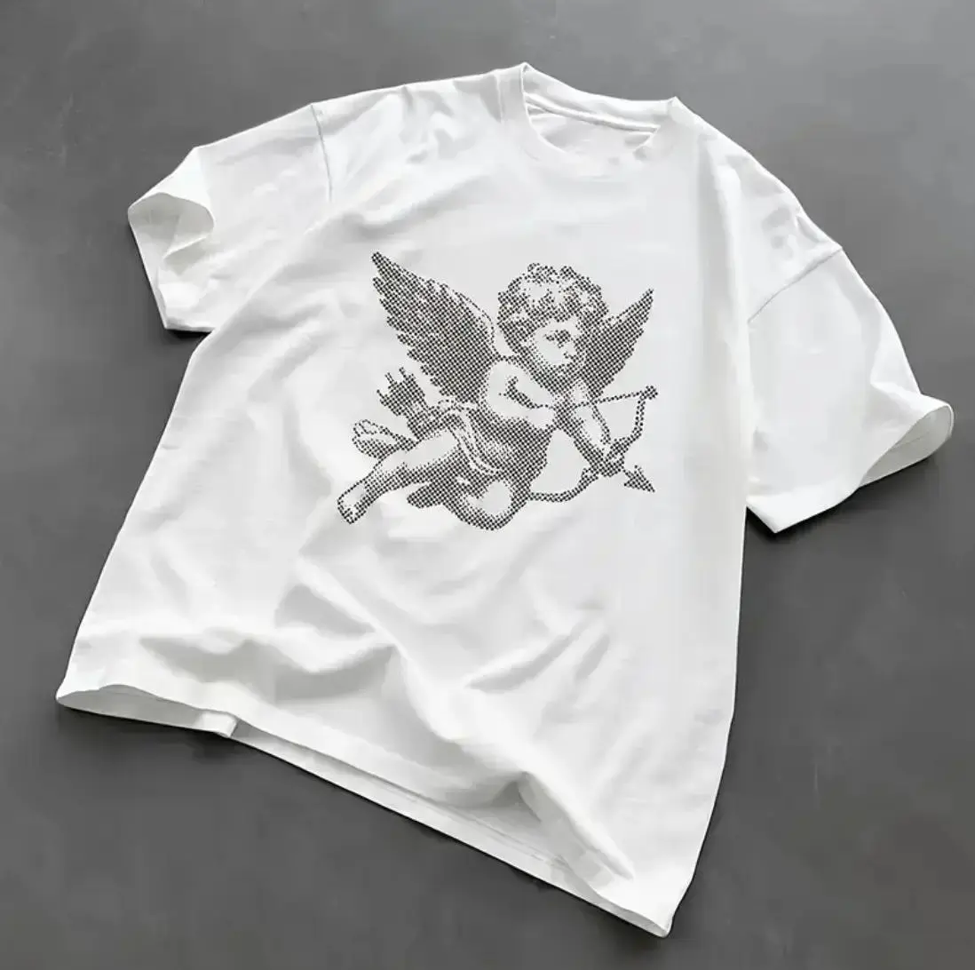Cupid Angel Vintage Graphic Tee, Unisex Gothic Grunge Y2K Emo Scene Style Shirt, Amity Affliction Inspired Streetwear Top, Soft Casual Fabric, Loose Fit for Daily Wear, Unique Gift Shirt for Men Women