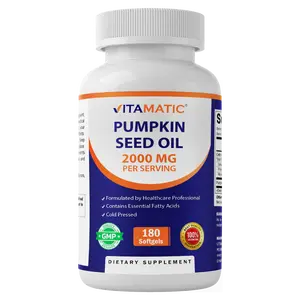 Vitamatic Pumpkin Seed Oil 2000mg Softgel Capsules per Serving - 180 Softgels - 1000mg per softgel