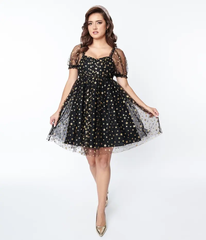 gold star mesh dress Gold Glitter Star Mesh Dress